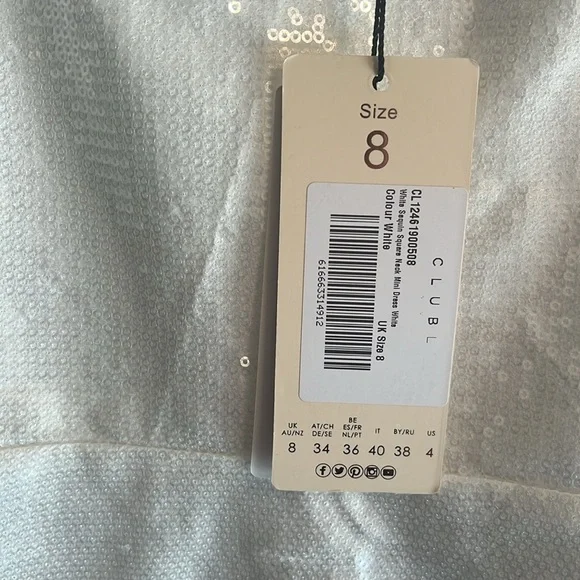 NWT Club L London Sequin Square Neck Mini Dress - Picture 6 of 9